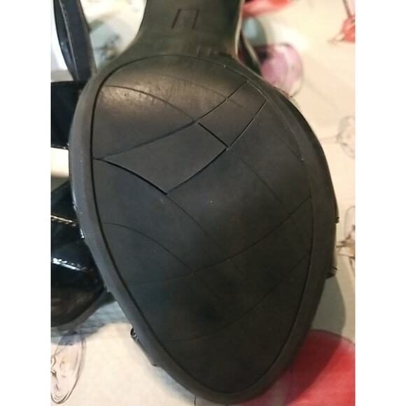 Fioni Women’s Black Open Toe Ultra High Heel Shoes Sz 11 Crisscross - Picture 4 of 7